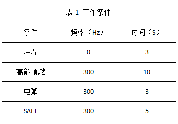 表1 工作條件