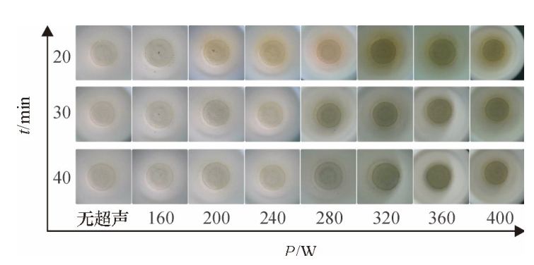 圖5不同密閉消解時(shí)間、不同超聲功率的消解效果